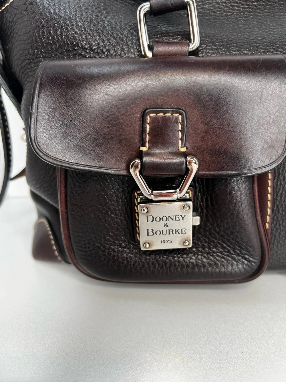 Dooney & Bourke Florentine Leather Front Pocket Satchel – T’Moro Brown – Medium